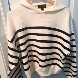 Truth Women's Cowl Neck Sweater - Black and Cream Stripes